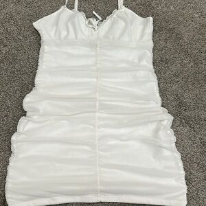 Elegant White Ruched Dress